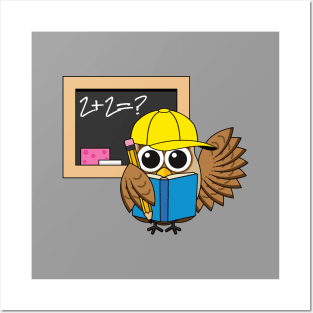 Cute School Student Owl Cartoon Posters and Art